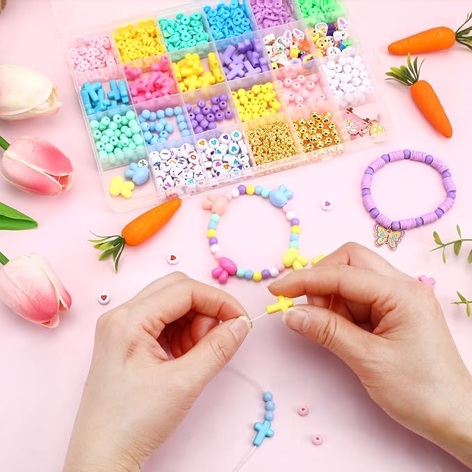 UPINS 2100+ Easter Beads for DIY Bracelet Making Jewelry Crafts Keychains | - Image 3