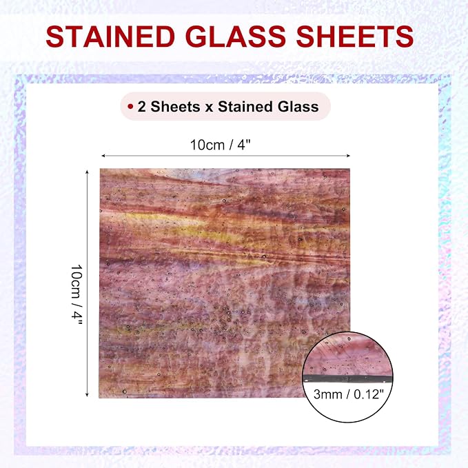 PATIKIL 4 x 4 Inch Transparent Stained Glass Sheets, 2 Sheets Mosaic Glass - Image 2