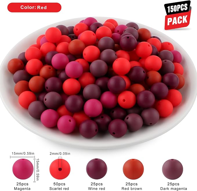 150Pcs Silicone Beads 15mm Mix Color, Bulk Silicone Beads 15mm - Image 2