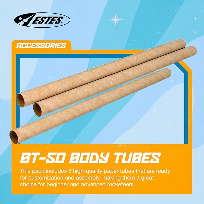 Estes 3086 Pack of 3 BT-50 Body Tubes, Flying-Model-Rocket Building Supplies - Image 3