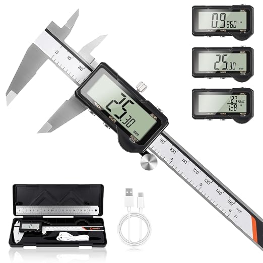 HARDELL Digital Caliper 6 Inch Rechargeable Calipers One-Key Reset | Caliper by HARDELL
