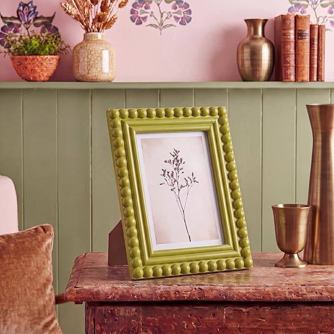 1 Pack 5 x 7 Picture Frame, Wood Beaded Boho Photo Frame, Vintage Photo Display - Image 3