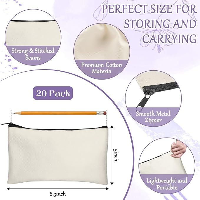 Legigo Blank Canvas Bag Zipper Pouch Makeup Bags Bulk - Image 2