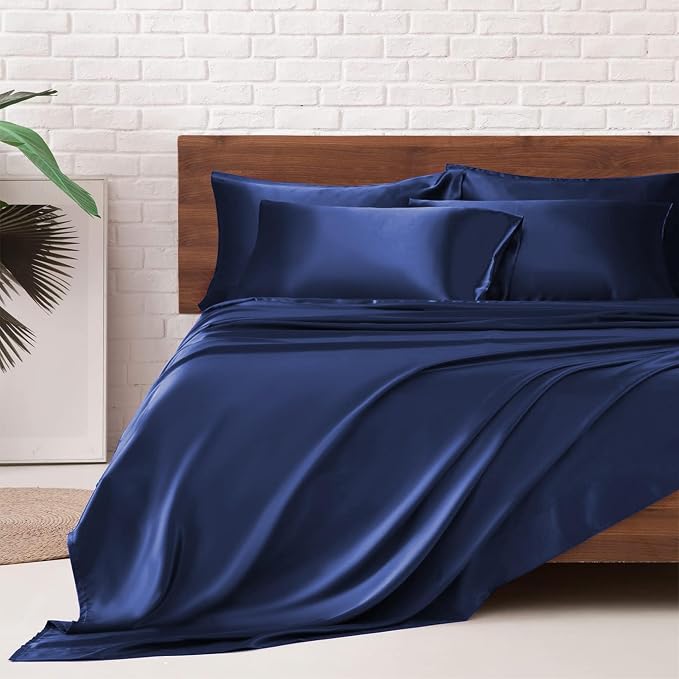 MR&HM Satin Bed Sheets, Queen Size Sheets Set by MRHM