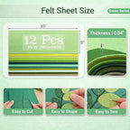 Large Stiff Felt Sheets 8"x35" – 12 Assorted Colors Felt Fabric Bundle Pack - Image 3