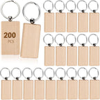 JUXYES 200 PCS Unfinished Wooden Keychain Blanks by JUXYES
