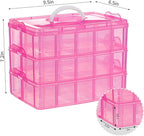 SGHUO Bead Organizers and Storage 3-Tier Pink Craft Container Stackable Box - Image 2