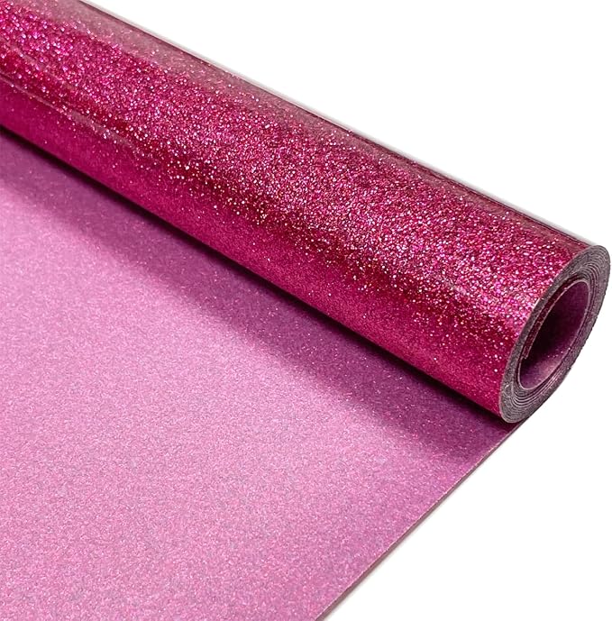 Hot Pink Glitter Heat Transfer Vinyl 12" x 5 ft HTV by MerryMade