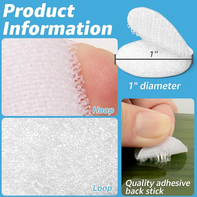 Art3d 40 Sets Hook and Loop Adhesive Dots, 1 in. x 1 in. Circle Double Sided - Image 2