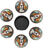 Drink Coaster Set of 6, Basset Hound Dog Mom Lover Gift, Leather Drink Coasters - Image 4