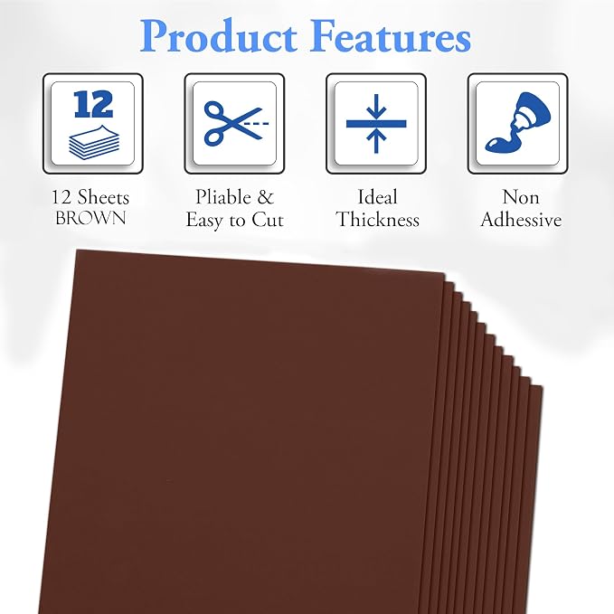 Brown Eva Foam Sheets, 2mm Thick, 6 x 9 Inch, Handicraft Foam Paper - Image 2