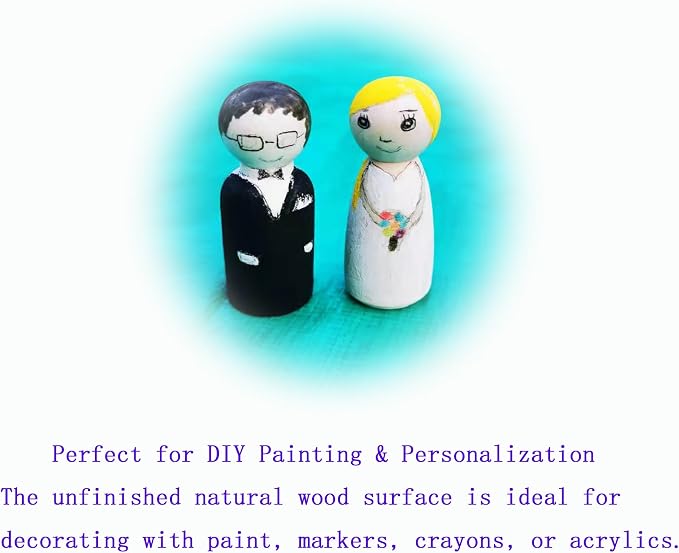 22PCS 2.55′′ Unfinished Natural Wooden Peg Dolls, Little Wooden peg People - Image 5