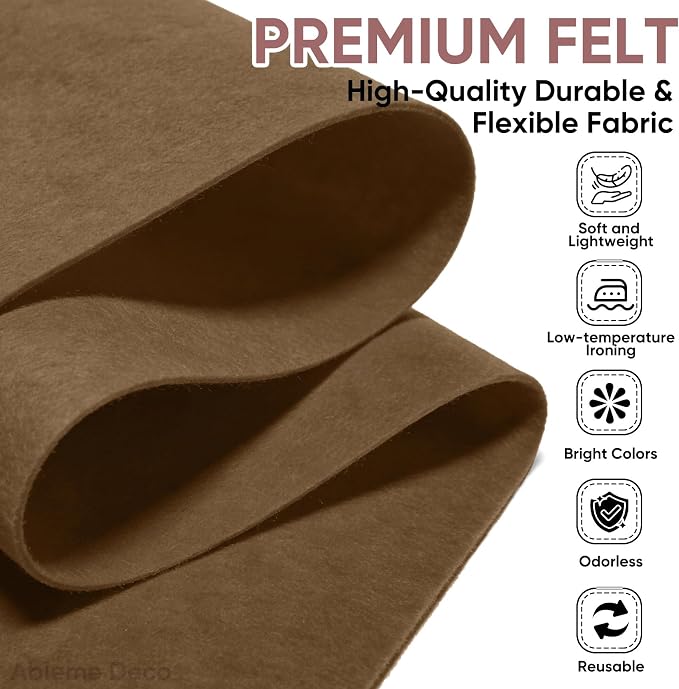 Soft Felt Fabric Sheet 18" x 36", 1.6mm Acrylic Craft Felt, Coffee | Soft Thick - Image 2