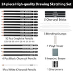 GETHPEN Drawing Sketching Pencil Set, Graphite 12B-4H Charcoal Pencils - Image 3
