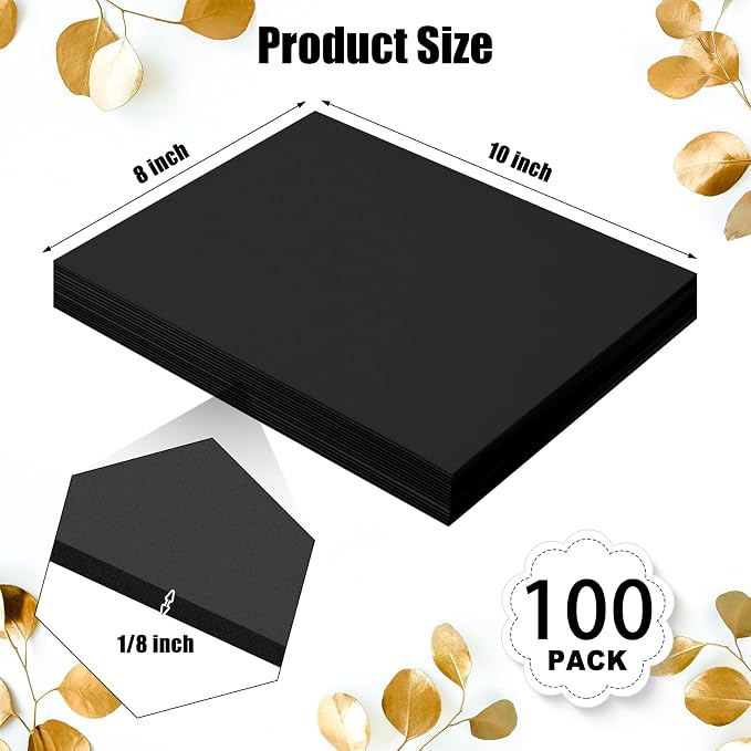 Frienda 100 Pack Black Foam Board Foam Poster Boards 8 x 10 Inch - Image 2