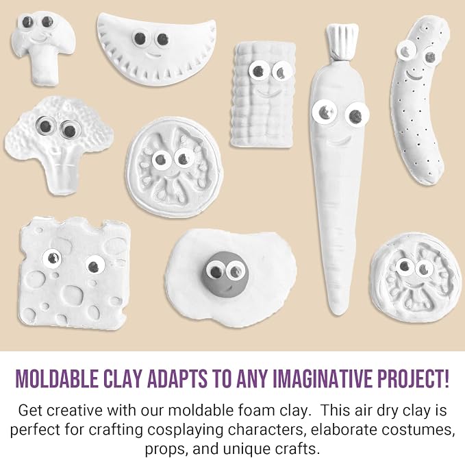 CALPALMY Air Dry Clay, Bulk 24-Pack White Moldable Foam Clay, Airdry Soft Clay - Image 4