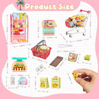 196Pcs Dollhouse Miniature Store Grocery Accessories Mini Shopping Cart Basket - Image 2