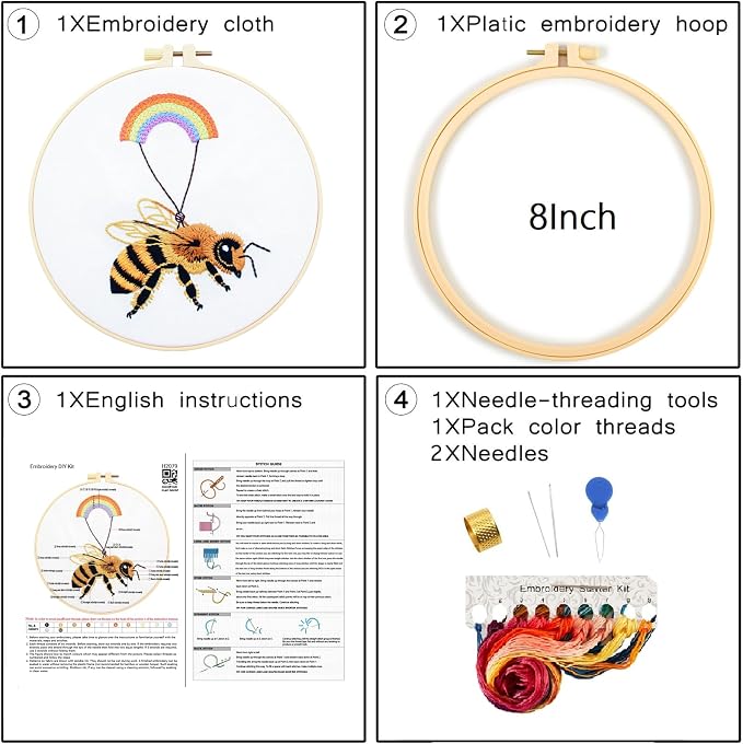 Crafmanoe Cute Bees Embroidery Kits - Image 5
