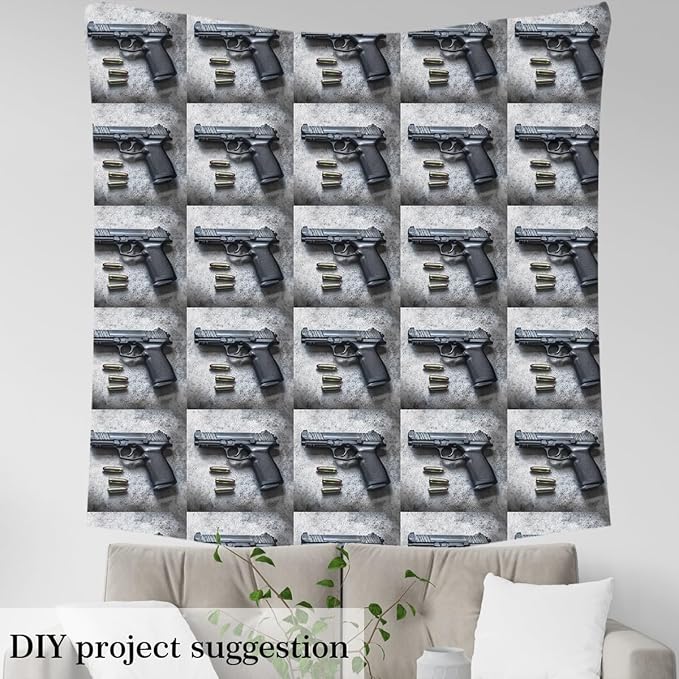 Erosebridal Gun Flannel Fabric by The Yard Weapon Pistol Soft Not Stretchy - Image 3
