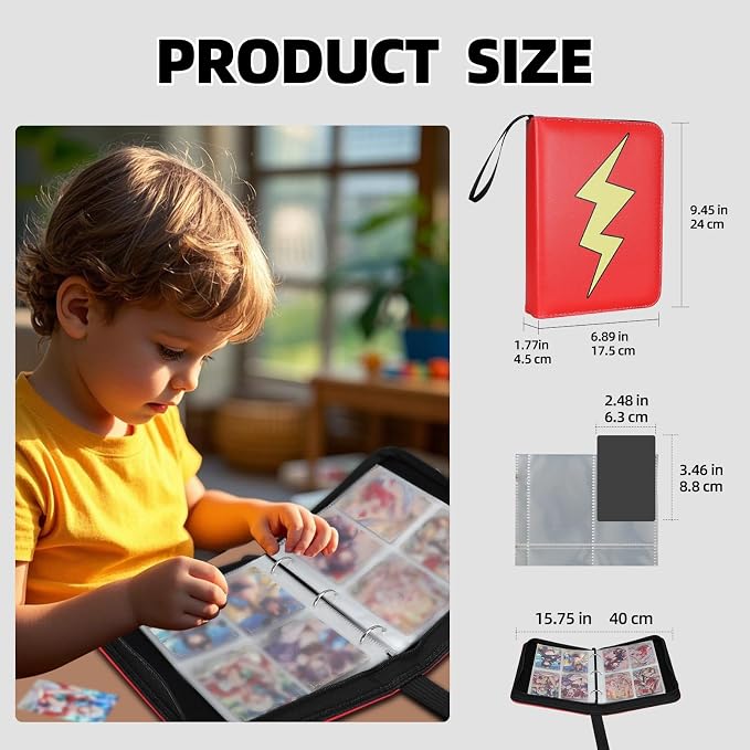 Collectible Trading Card Albums, 4 Pocket Card Binder, 400 Double Sided Pocket - Image 3