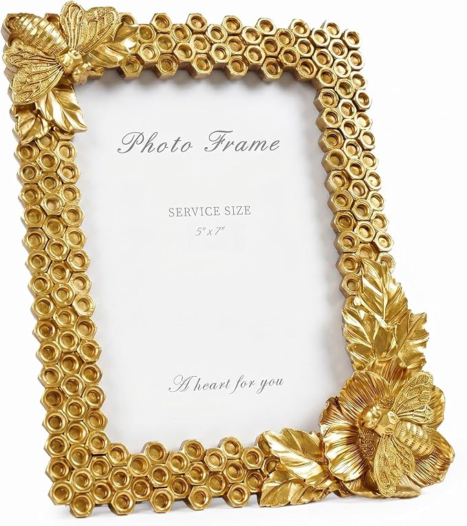 Cuspin Gold 5x7 Picture Frame, Vintage Decorative Resin Photo Frame by Cuspin