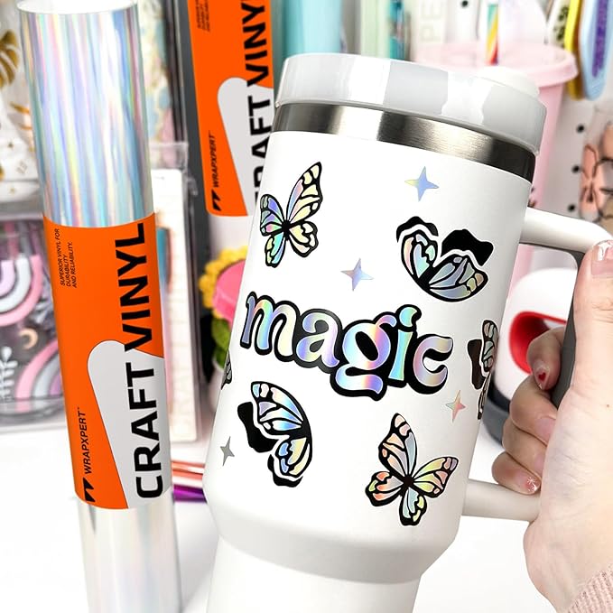WRAPXPERT Holographic Vinyl, Rainbow Silver Adhesvie Roll - Image 3