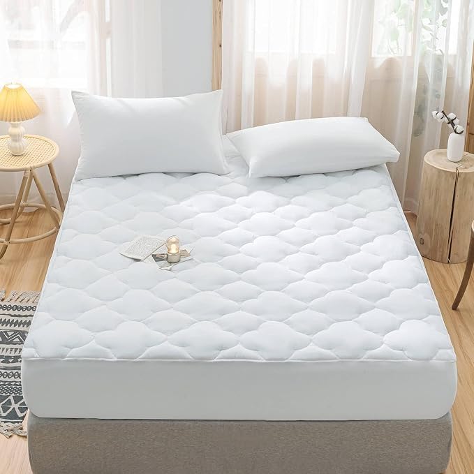 WhatsBedding Waterproof Mattress Pad Twin Size Cotton Top Down Alternative - Image 5