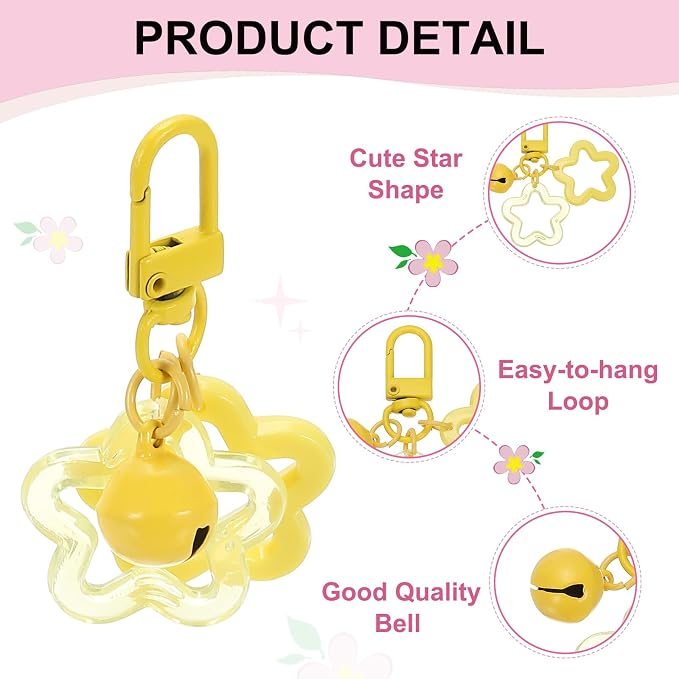 PATIKIL Star Keychain, Candy Color Acrylic Pentagram Keychain Stars Charms Bell - Image 3