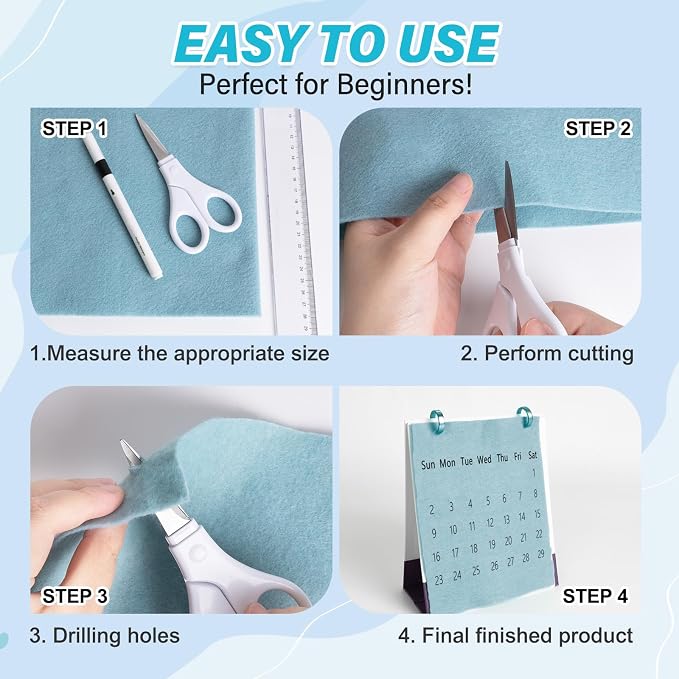 XSEINO 13 Rolls Light Gray Blue Felt Fabric, Light Gray Blue Series Colors Soft - Image 3