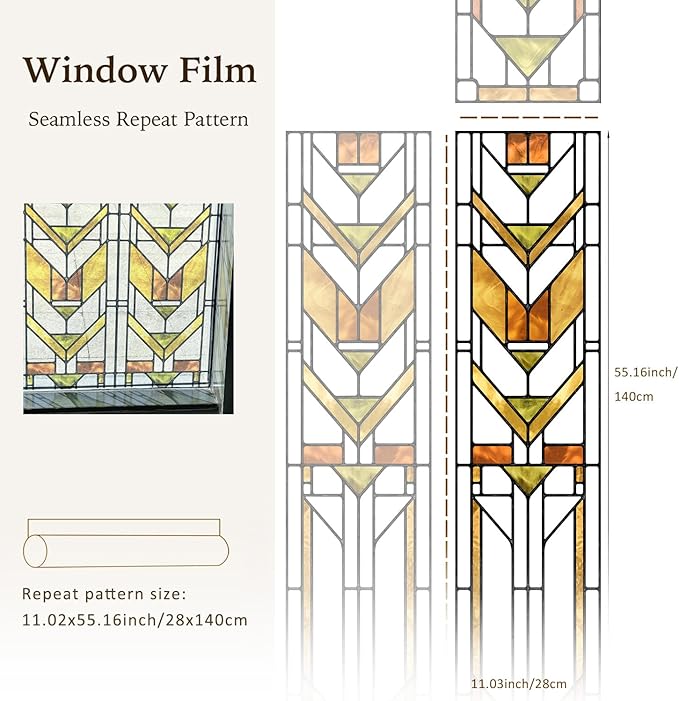 Faux Stained Glass Effect Transparent Window Film, Original Hand Drawn Static - Image 3