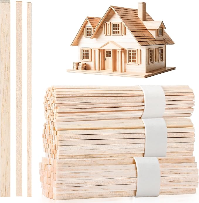 Yulejo 215 Pieces Balsa Wood Sticks Wooden Dowel Rods Square Hardwood by Yulejo