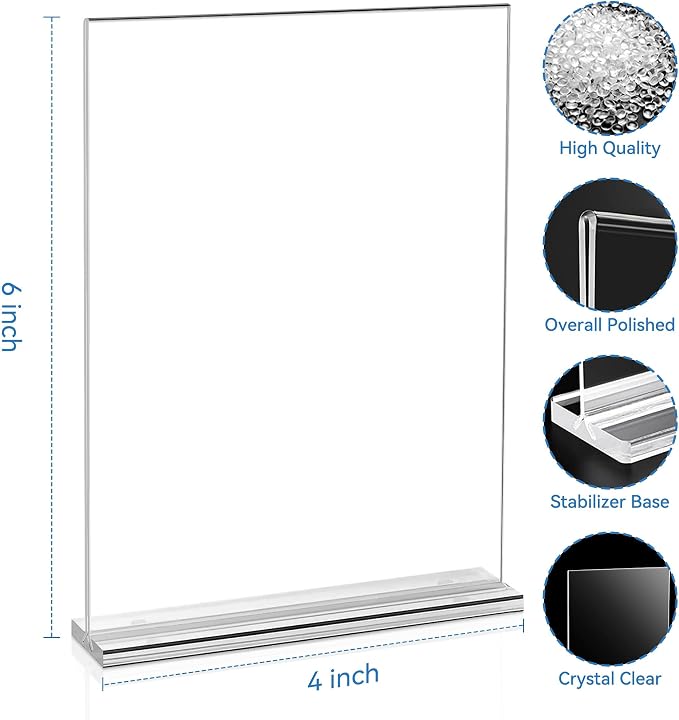 EHWINE 10 Pack Acrylic Sign Holder 4x6, Double-Sided Stand up Table Top Sign - Image 4