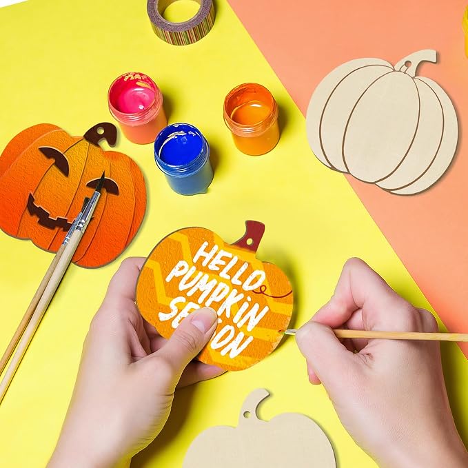 36Pcs Wooden Pumpkins Ornaments to Paint Halloween Thanksgiving Decoration - Image 3