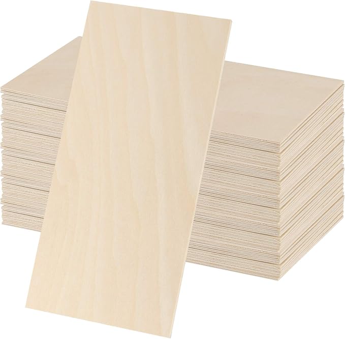 50 Pack 4 x 8 Basswood Sheets, Unfinished Plywood Boards, 1/16 Inch Thin by ZEONHAK