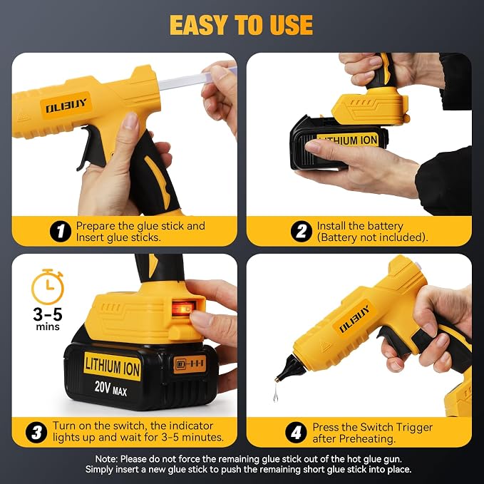 Cordless Hot Glue Gun for De-Walt 20V Battery - 100W Hot Glue Gun and 35PCS - Image 7
