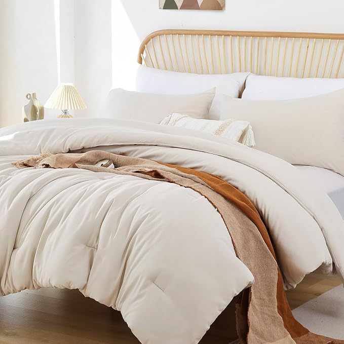 ROSGONIA Comforter Full Size for Girls Boys Teens Beige, Lightweight Dorm - Image 4
