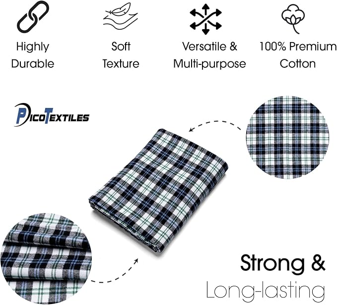 Pico Textiles 1 Yard Blue and White Tartan Plaid Flannel Fabric - Image 5