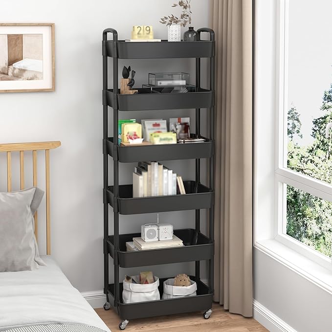 Sywhitta 6-Tier Plastic Rolling Utility Cart - Image 6