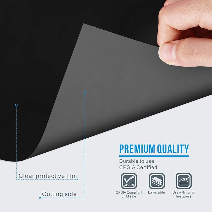 12" x 12ft Heat Transfer Vinyl Rolls, PU HTV Vinyl Black - Image 3