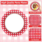 Naozinebi 200pcs Red and White Plates Napkins Checkered Plaid Paper Tableware - Image 3