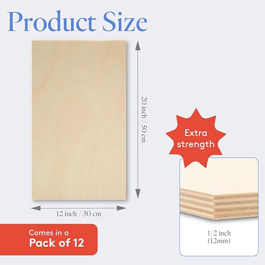Baltic Birch Plywood 12 x 20 x 1/2 Inch - 12 mm Craft Wood - Image 2
