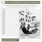 SuFly 11x14 Sketchbook, 100 Sheets Hardcover Sketch Book, 68lb/100gsm Artist - Image 2