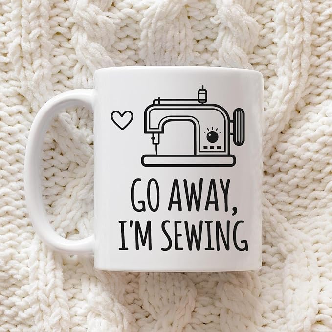 Sarcastic Sewing Coffee Mug, Funny Go Away I'm Sewing Cup, Seamstress Gift - Image 2