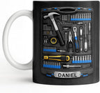 Personalized Tool Mug for Men, Custom Name Dad Coffee Mug, Handyman Tools by ALMAGEMSUS