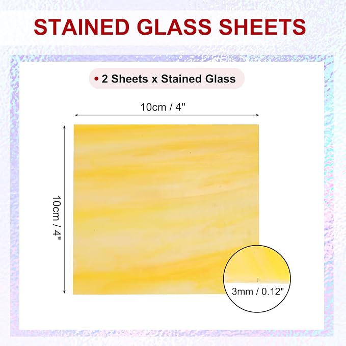 PATIKIL 4 x 4 Inch Transparent Stained Glass Sheets, 2 Sheets Mosaic Glass - Image 2