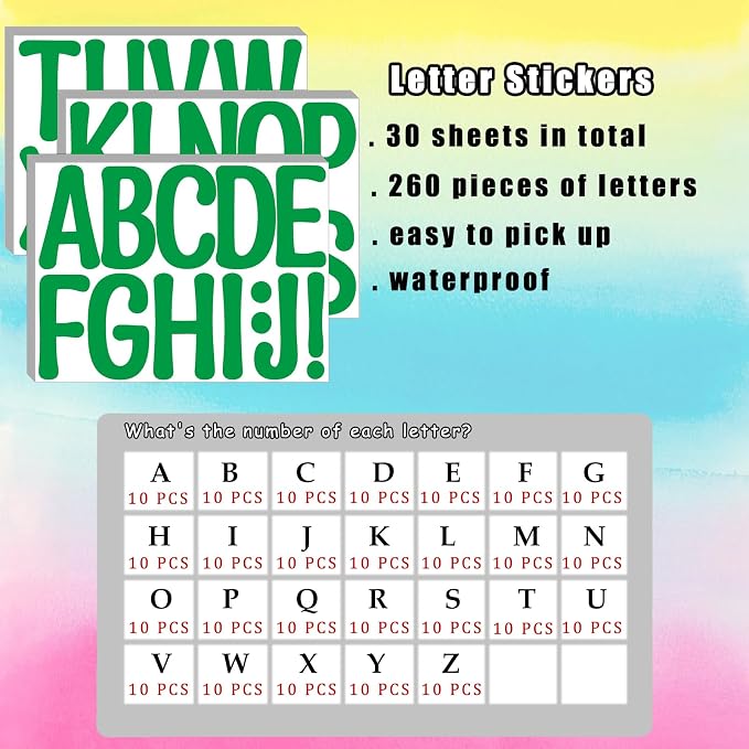 Bemeol 30 Sheets Large Letter Stickers 4 Inch Alphabet Letter Stickers Self - Image 2