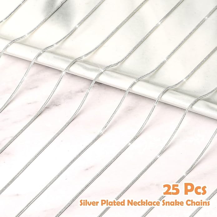 PAXCOO 25 Pack Chains for Jewelry Making, Necklace Chains Bulk Silver Plated - Image 3