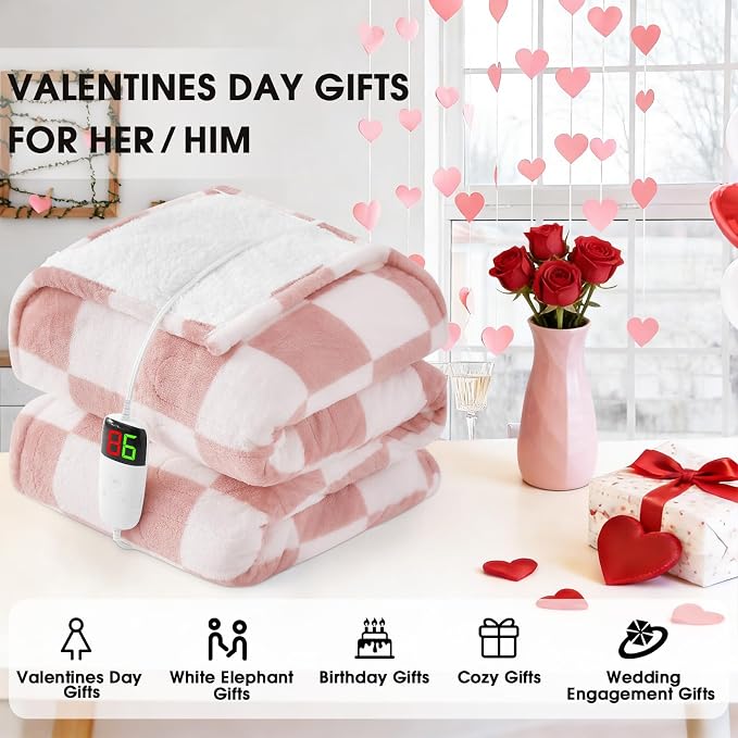 Light Pink Heated Blanket Electric Throw, 50X60 Heating Blanket - Image 6