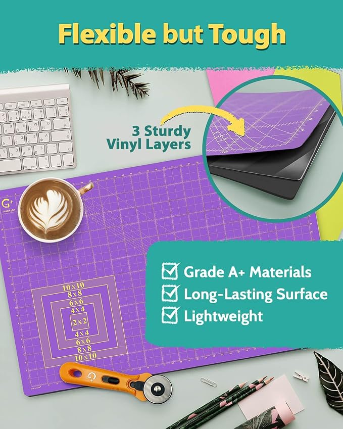 G+ Self-Healing Cutting Mat, True A3 12 x 18" Purple/Black Eco-Friendly - Image 8