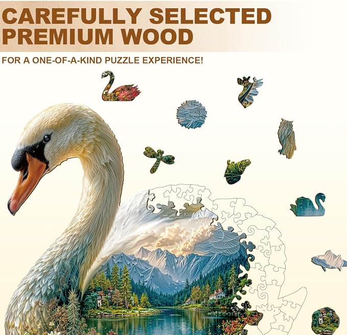 Swan Dream Puzzles Adults Gifts Wooden 90 Pieces 8.5 * 8in - Image 3